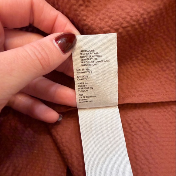 COS Rust Textured Mockneck Puff Sleeve Blouse - Picture 5 of 5